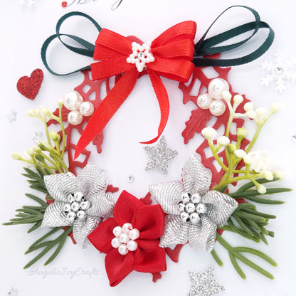 Handmade Personalised 3D Christmas Card with Wreath & Bow + Complimentary Gift Box | Christmas | Noel | New Year