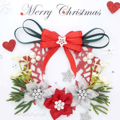 Handmade Personalised 3D Christmas Card with Wreath & Bow + Complimentary Gift Box | Christmas | Noel | New Year