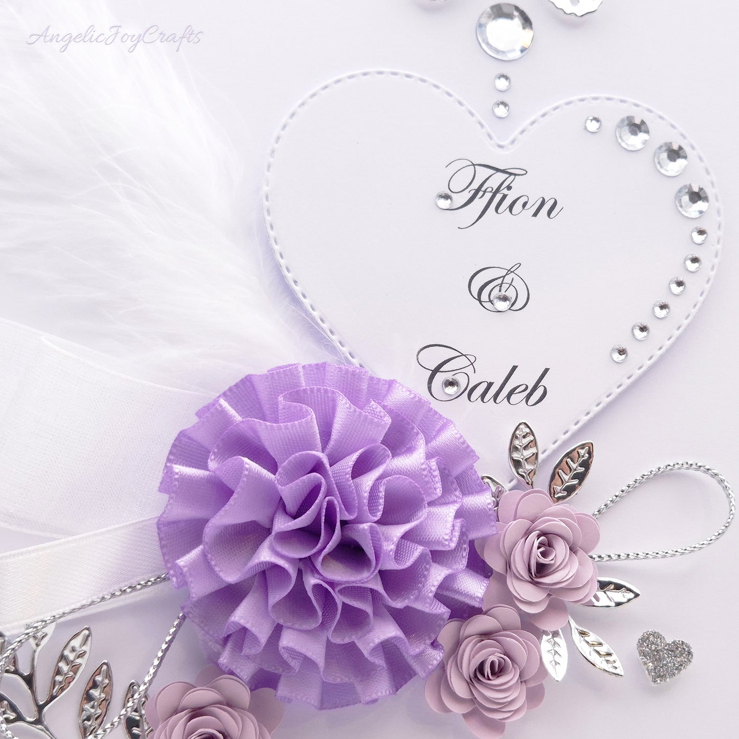 Handmade Personalised 3D Wedding Card with Doves, Bow & Flowers + Complimentary Gift Box | Anniversary | Wedding | Engagement