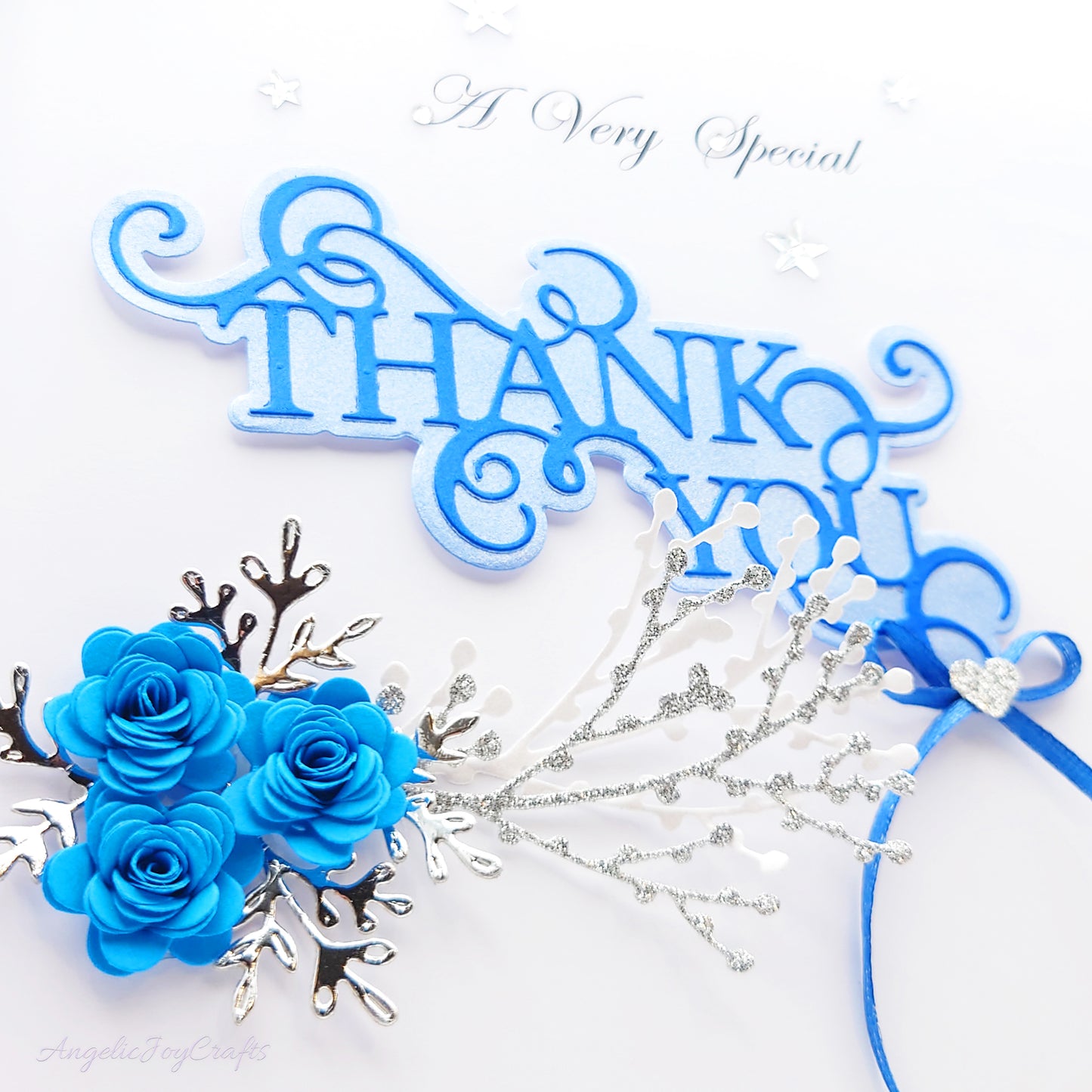 Handmade Personalised 3D Thank You Card with Flowers & Bow + Complimentary Gift Box | Thank You