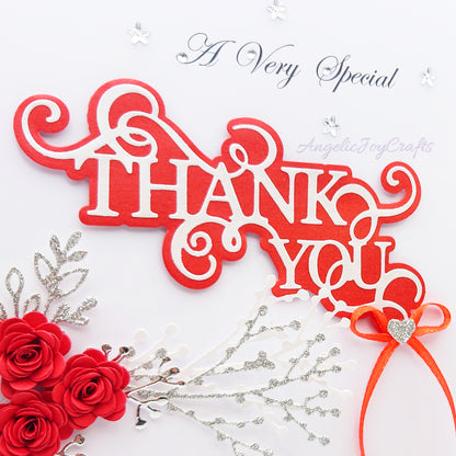Handmade Personalised 3D Thank You Card with Flowers & Bow + Complimentary Gift Box | Thank You