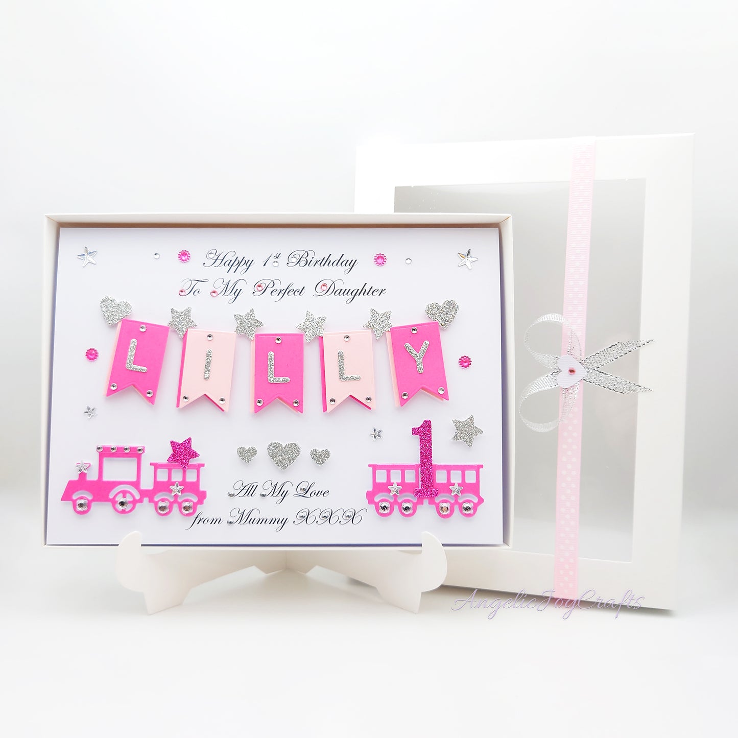 Handmade Personalised 3D Child Birthday Card with a Train + Complimentary Gift Box | Baby Shower | Child Birthday | Baby Born | Birthday