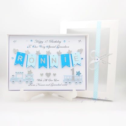 Handmade Personalised 3D Child Birthday Card with a Train + Complimentary Gift Box | Baby Shower | Child Birthday | Baby Born | Birthday