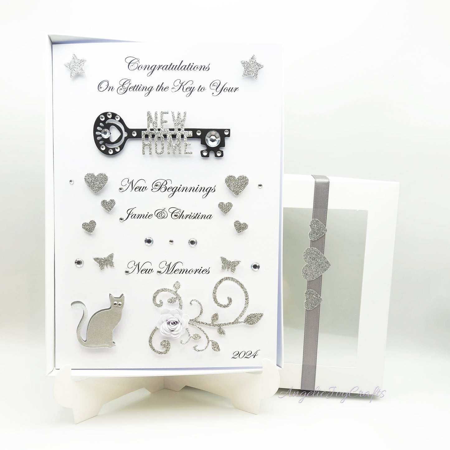 Handmade Personalised 3D Birthday Card with Key & Pet + Complimentary Gift Box | New Home
