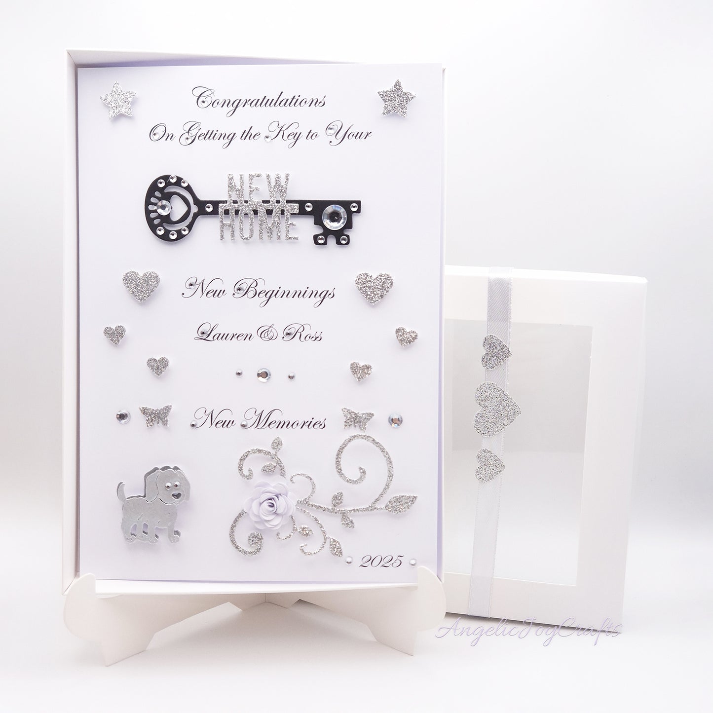 Handmade Personalised 3D Birthday Card with Key & Pet + Complimentary Gift Box | New Home