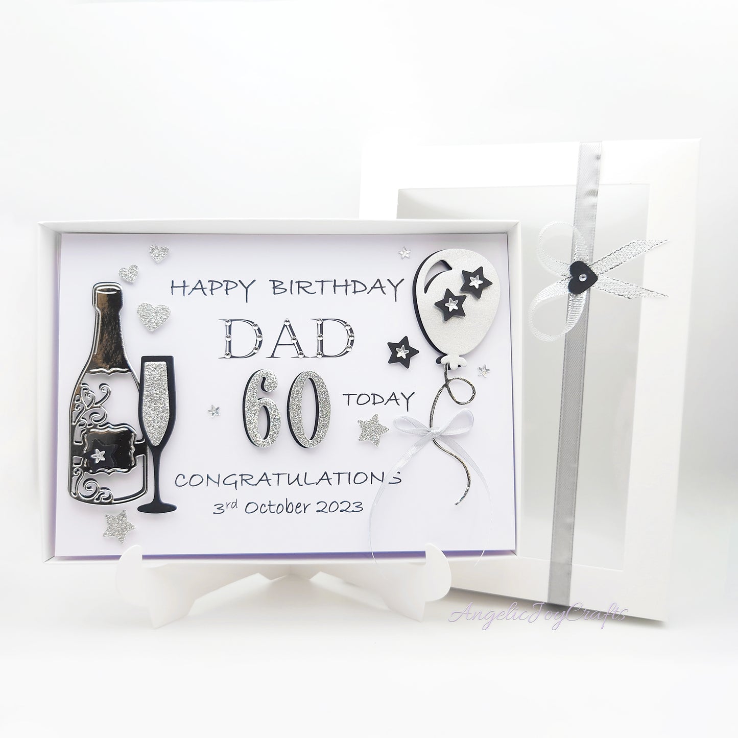 Handmade Personalised 3D Birthday Card with Champagne & Baloon + Complimentary Gift Box | Birthday | Birthday for Him