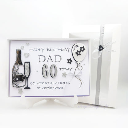 Handmade Personalised 3D Birthday Card with Champagne & Baloon + Complimentary Gift Box | Birthday | Birthday for Him