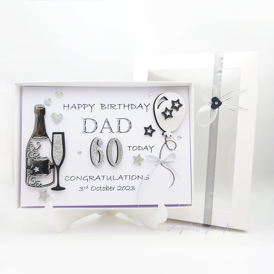 Handmade Personalised 3D Birthday Card with Champagne & Baloon + Complimentary Gift Box | Birthday | Birthday for Him