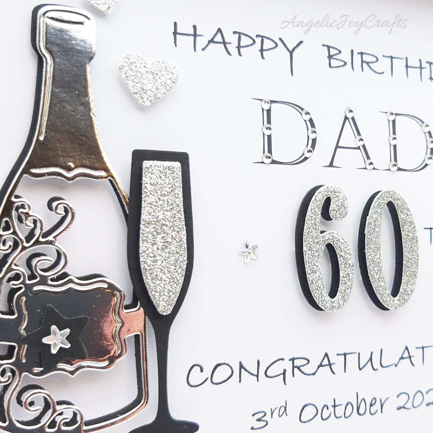 Handmade Personalised 3D Birthday Card with Champagne & Baloon + Complimentary Gift Box | Birthday | Birthday for Him