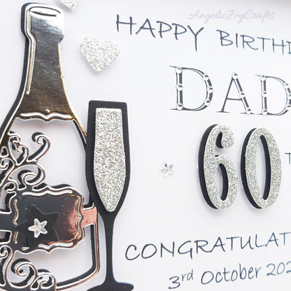 Handmade Personalised 3D Birthday Card with Champagne & Baloon + Complimentary Gift Box | Birthday | Birthday for Him