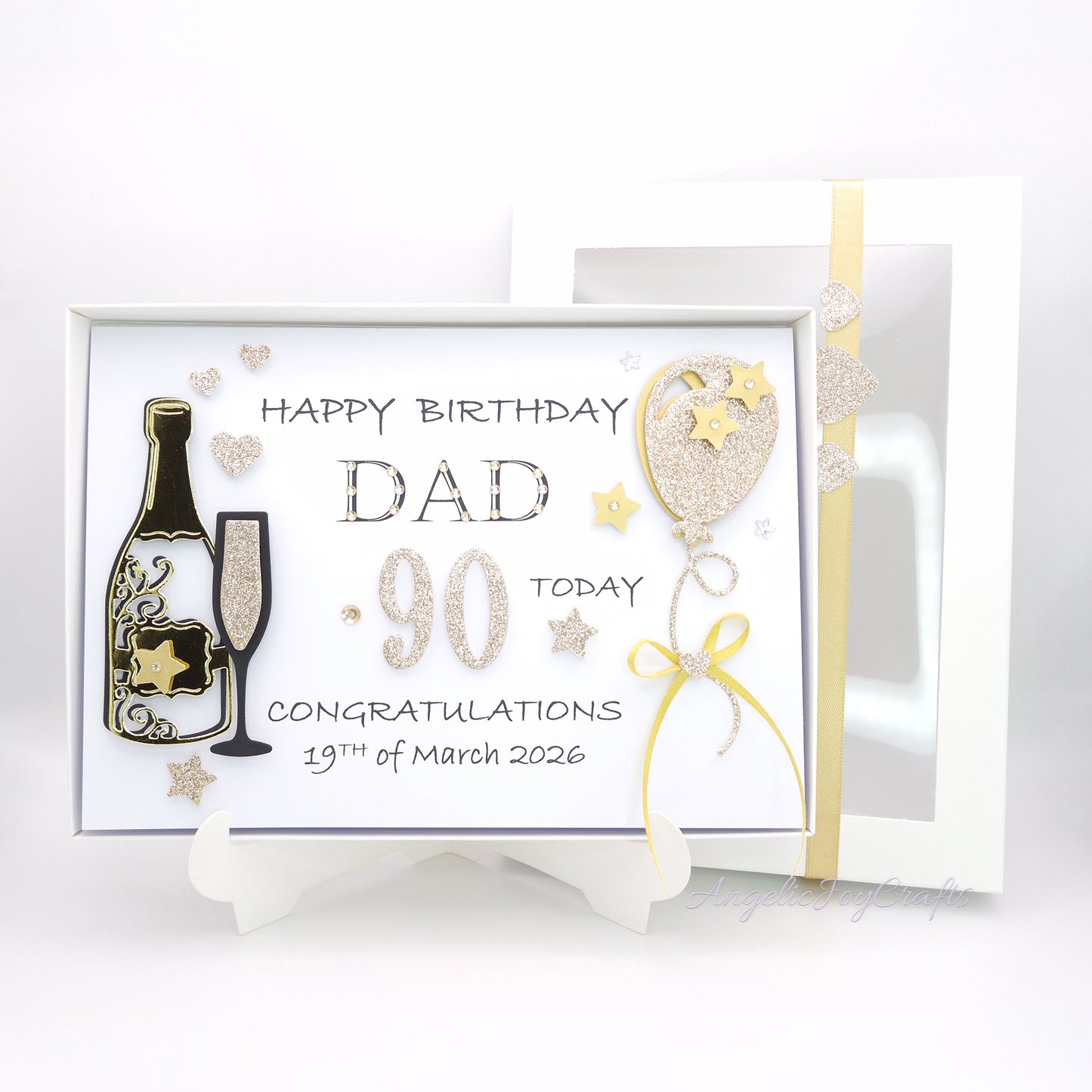Handmade Personalised 3D Birthday Card with Champagne & Baloon + Complimentary Gift Box | Birthday | Birthday for Him