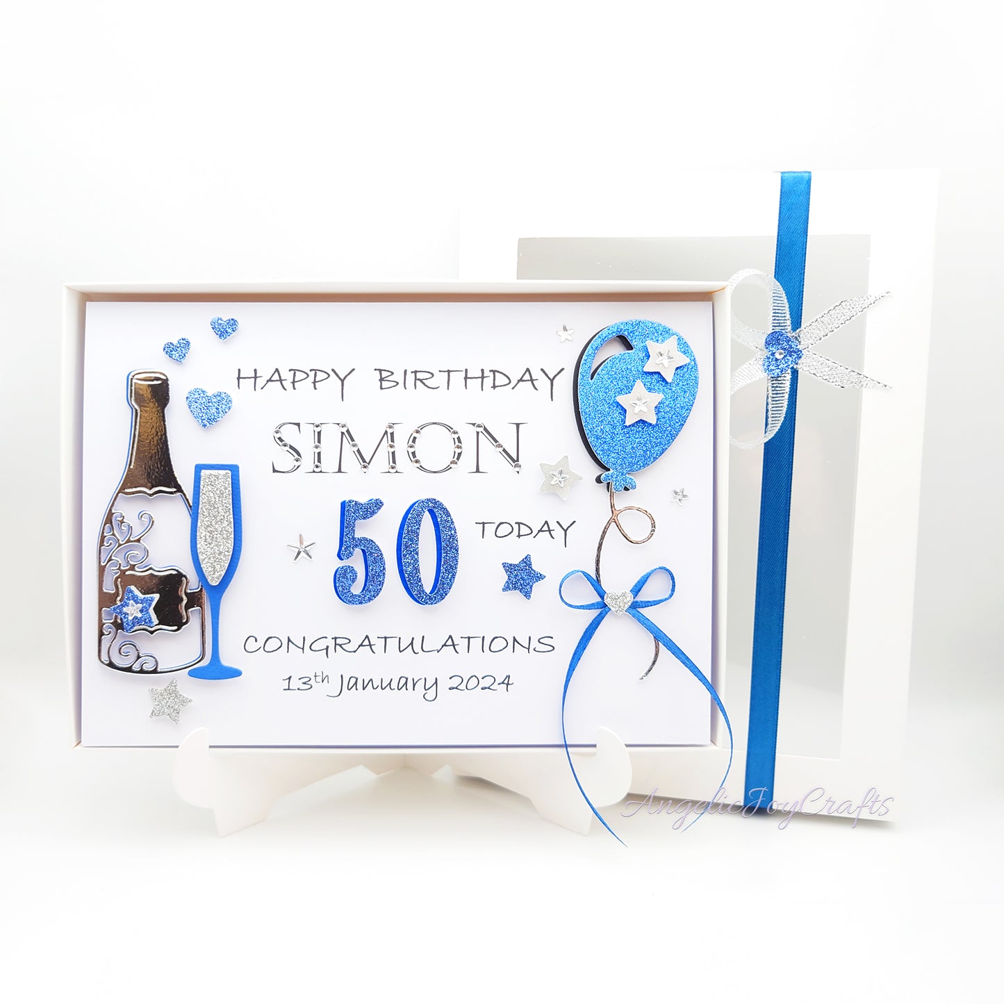 Handmade Personalised 3D Birthday Card with Champagne & Baloon + Complimentary Gift Box | Birthday | Birthday for Him