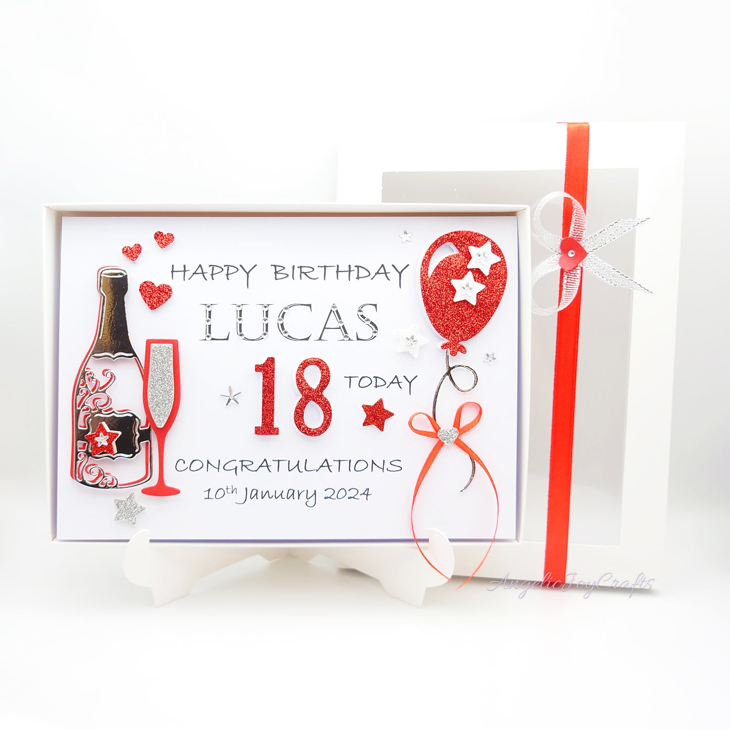 Handmade Personalised 3D Birthday Card with Champagne & Baloon + Complimentary Gift Box | Birthday | Birthday for Him