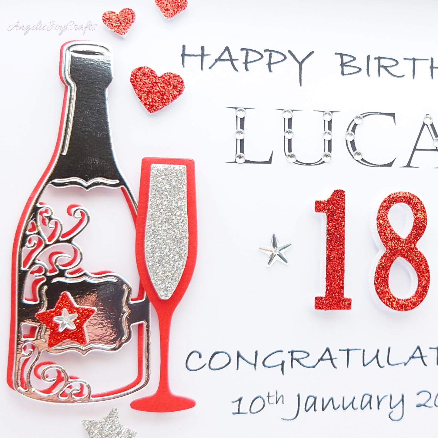 Handmade Personalised 3D Birthday Card with Champagne & Baloon + Complimentary Gift Box | Birthday | Birthday for Him