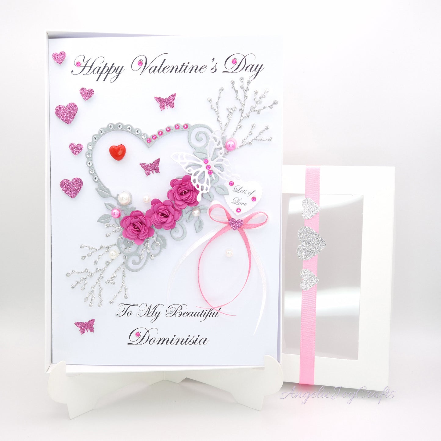 Handmade Personalised 3D Mother's Day Card with Hearts & Flowers + Complimentary Gift Box | Birthday | Mother's Day