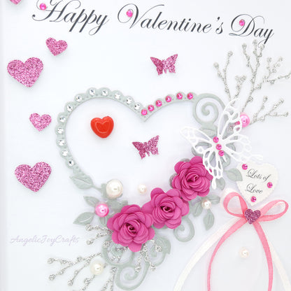 Handmade Personalised 3D Mother's Day Card with Hearts & Flowers + Complimentary Gift Box | Birthday | Mother's Day