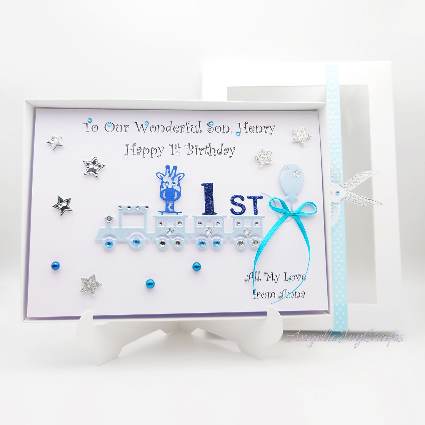 Handmade Personalised 3D Child Birthday Card with a Train & Baloon + Complimentary Gift Box | Baby Shower | Child Birthday | Baby Born | Birthday