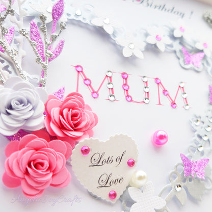 Handmade Personalised 3D Mother's Day Card with Floral Heart & Flowers + Complimentary Gift Box | Birthday | Mother's Day