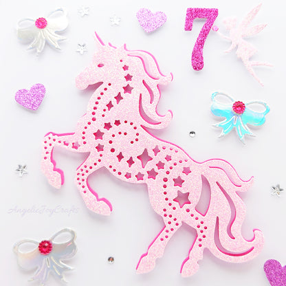 Handmade Personalised 3D Child Birthday Card with Unicorn, Fairy & Bows + Complimentary Gift Box | Baby Shower | Child Birthday | Baby Born | Birthday
