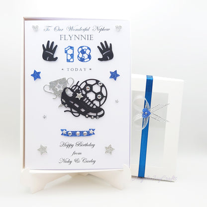 Handmade Personalised 3D Birthday Card with Football Boot & Cup + Complimentary Gift Box | Birthday | Birthday for Him