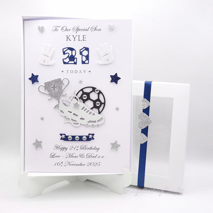 Handmade Personalised 3D Birthday Card with Football Boot & Cup + Complimentary Gift Box | Birthday | Birthday for Him