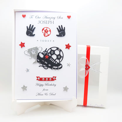 Handmade Personalised 3D Birthday Card with Football Boot & Cup + Complimentary Gift Box | Birthday | Birthday for Him
