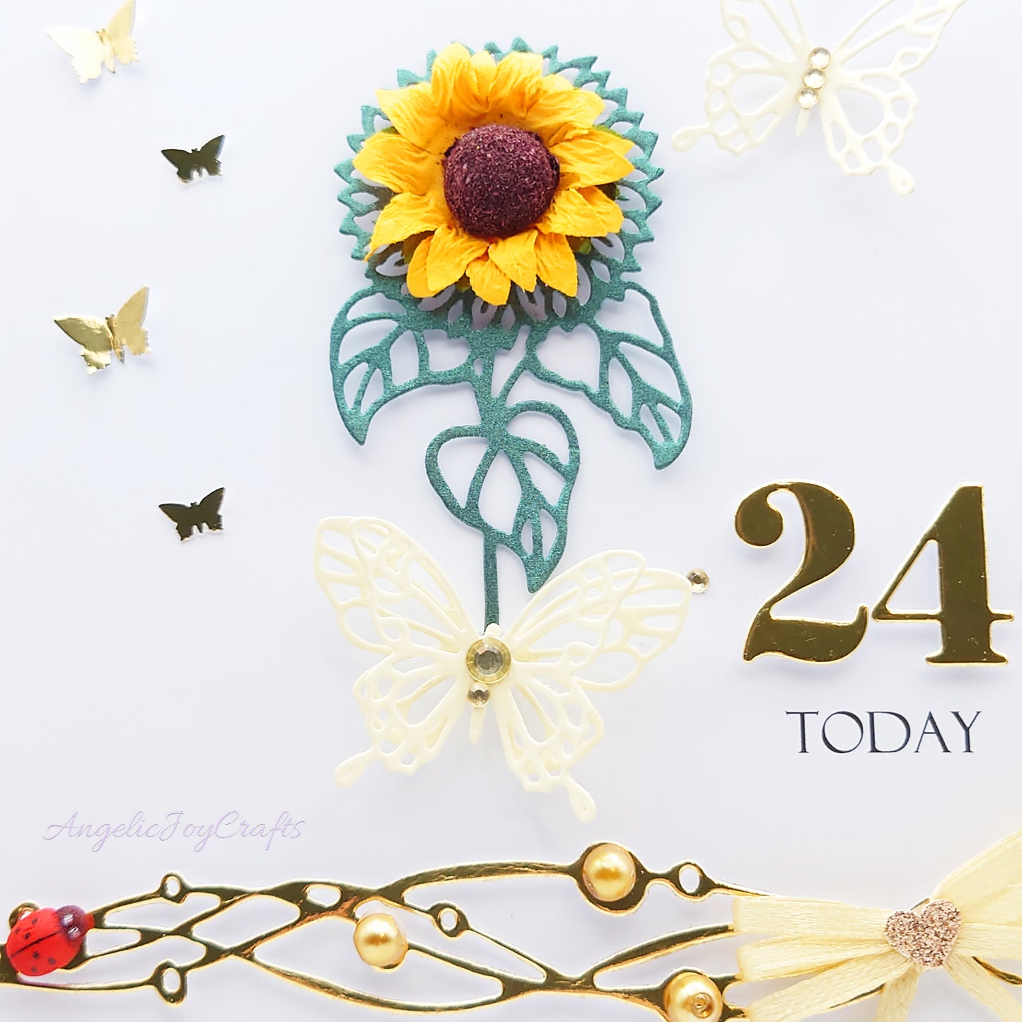 Handmade Personalised 3D Birthday Card with Sunflower & Butterflies + Complimentary Gift Box | Birthday | Mother's Day