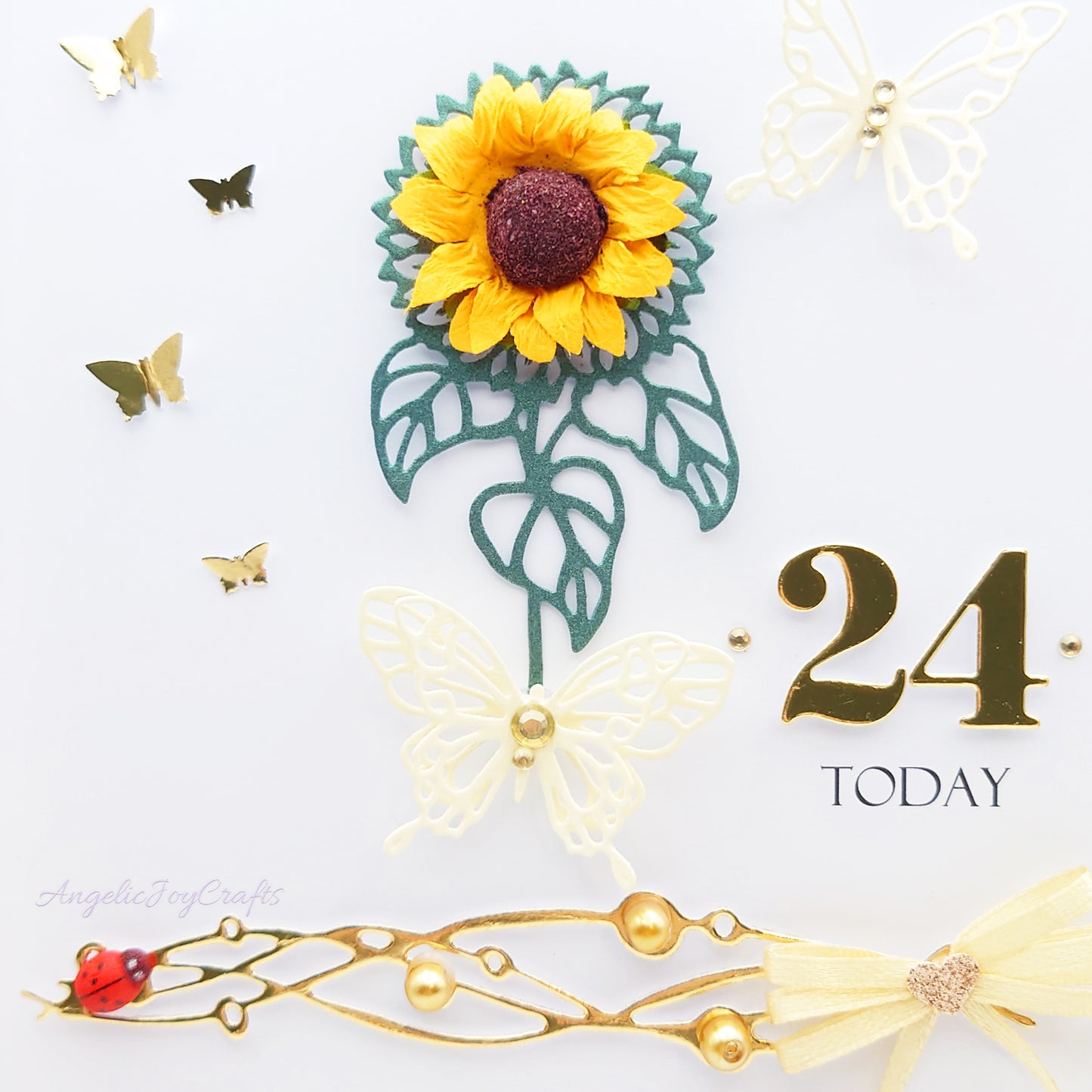 Handmade Personalised 3D Birthday Card with Sunflower & Butterflies + Complimentary Gift Box | Birthday | Mother's Day
