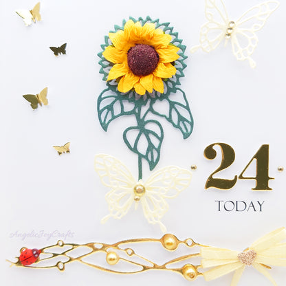 Handmade Personalised 3D Birthday Card with Sunflower & Butterflies + Complimentary Gift Box | Birthday | Mother's Day
