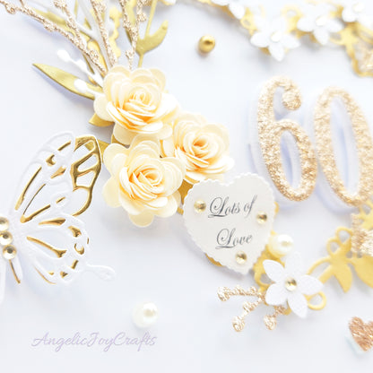 Handmade Personalised 3D Wedding Card Card with Floral Heart & Butterflies + Complimentary Gift Box | Anniversary | Wedding | Engagement