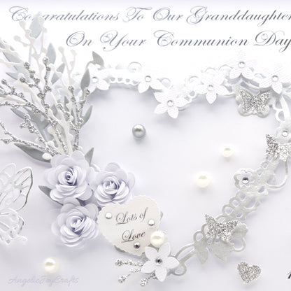 Handmade Personalised 3D Christening Card with Ornate Floral Heart + Complimentary Gift Box | Christening | Baptism