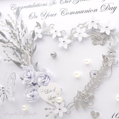 Handmade Personalised 3D Christening Card with Ornate Floral Heart + Complimentary Gift Box | Christening | Baptism