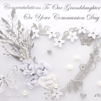 Handmade Personalised 3D Christening Card with Ornate Floral Heart + Complimentary Gift Box | Christening | Baptism