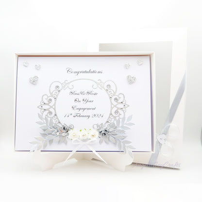 Handmade Personalised 3D Wedding Card with Floral Frame, Flowers & Bow + Complimentary Gift Box | Anniversary | Wedding | Engagement