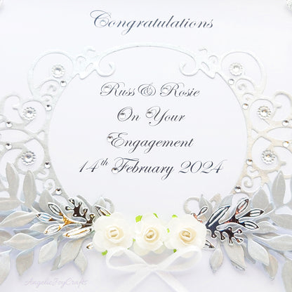 Handmade Personalised 3D Wedding Card with Floral Frame, Flowers & Bow + Complimentary Gift Box | Anniversary | Wedding | Engagement