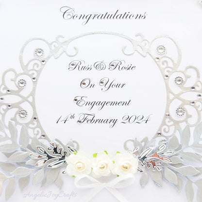 Handmade Personalised 3D Wedding Card with Floral Frame, Flowers & Bow + Complimentary Gift Box | Anniversary | Wedding | Engagement