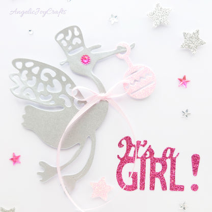 Handmade Personalised 3D Child Birthday Card with a Stork + Complimentary Gift Box | Baby Shower | Child Birthday | Baby Born | Birthday