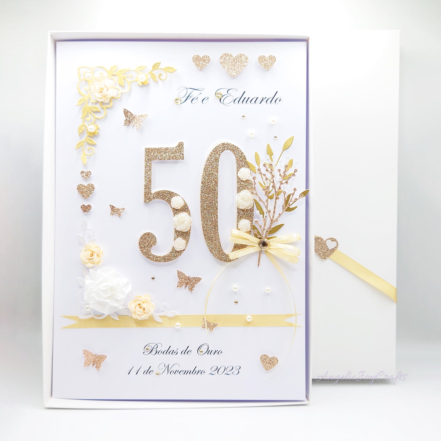 Large A4 Handmade Personalised 3D Birthday Card with Flowers & Bow + Complimentary Gift Box | Birthday | Mother's Day