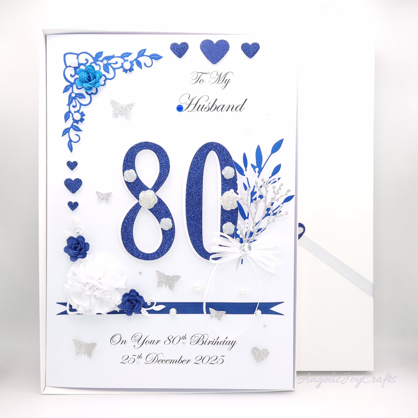 Large A4 Handmade Personalised 3D Birthday Card with Flowers & Bow + Complimentary Gift Box | Birthday | Mother's Day