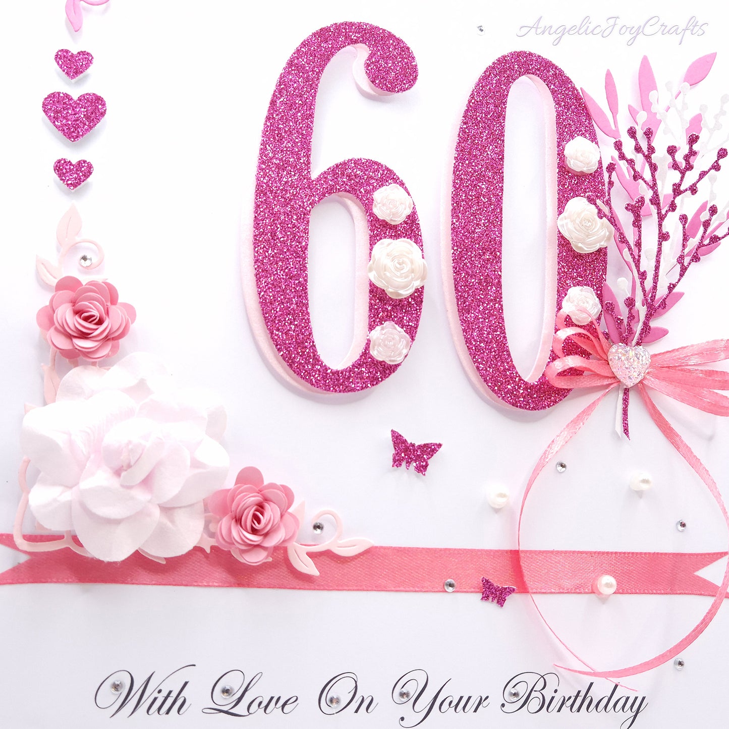 Large A4 Handmade Personalised 3D Birthday Card with Flowers & Bow + Complimentary Gift Box | Birthday | Mother's Day