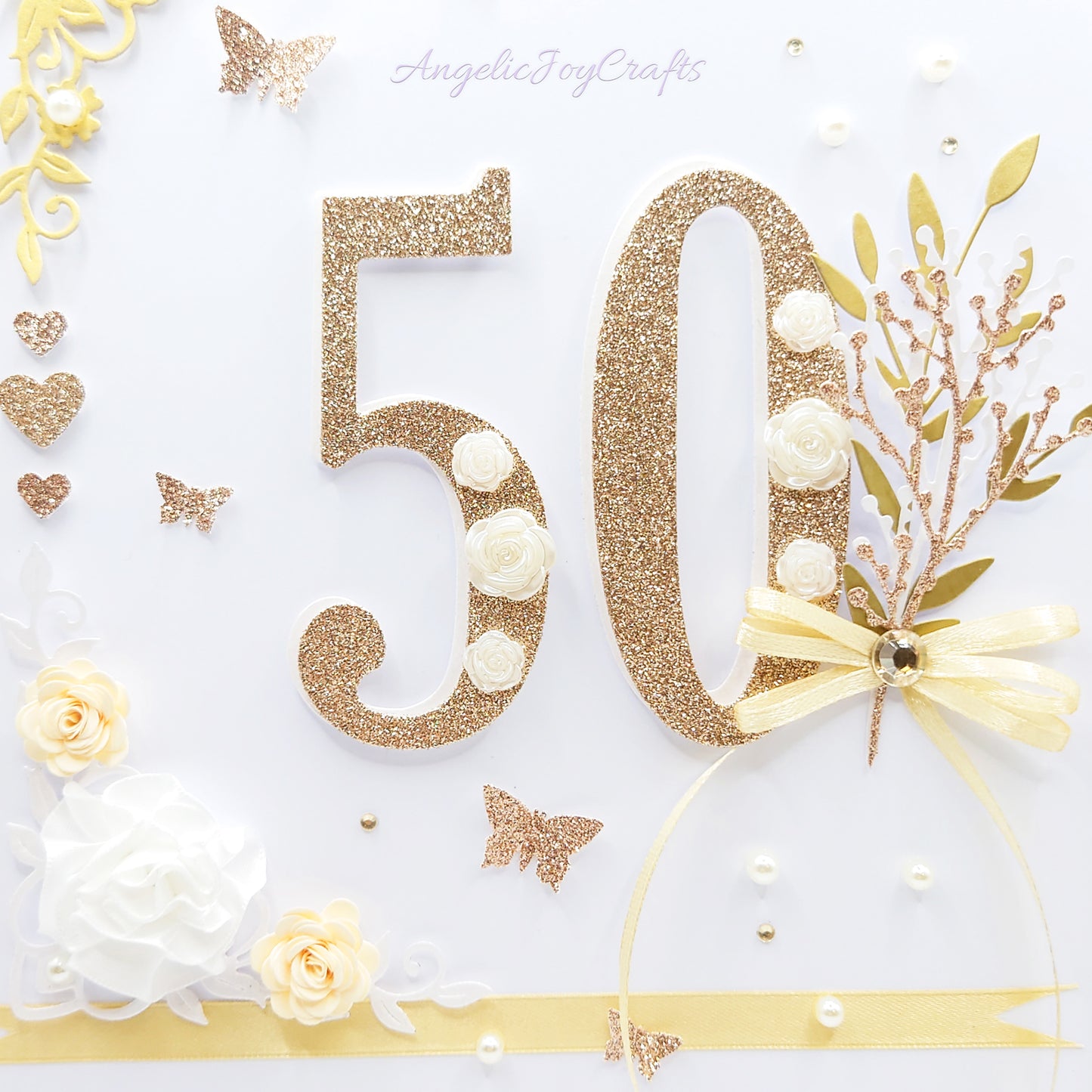 Large A4 Handmade Personalised 3D Birthday Card with Flowers & Bow + Complimentary Gift Box | Birthday | Mother's Day