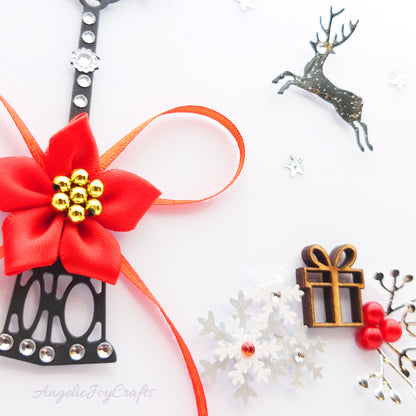 Handmade Personalised 3D Christmas Card with Lamppost & Wooden Gift + Complimentary Gift Box | Christmas | Noel | New Year