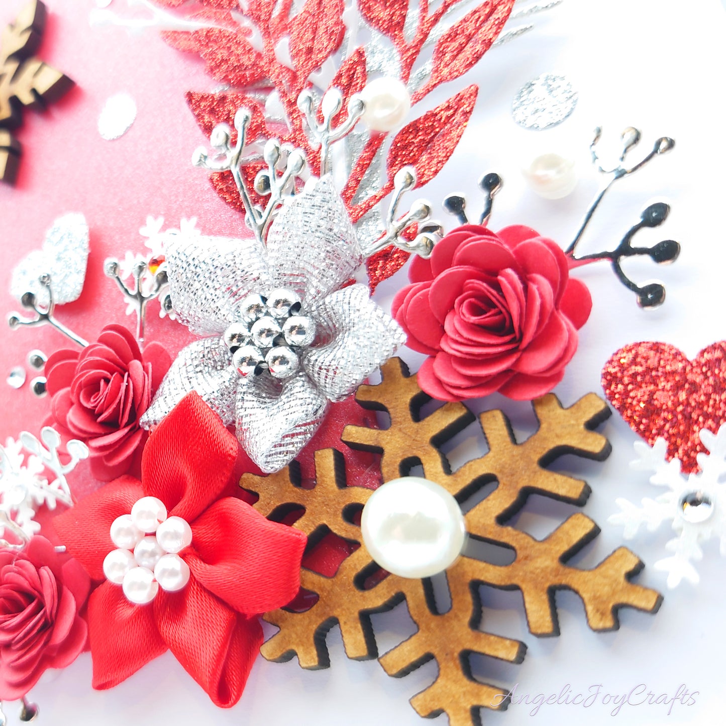 Handmade Personalised 3D Christmas Card with Wooden Snowflakes + Complimentary Gift Box | Christmas | Noel | New Year