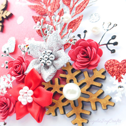 Handmade Personalised 3D Christmas Card with Wooden Snowflakes + Complimentary Gift Box | Christmas | Noel | New Year