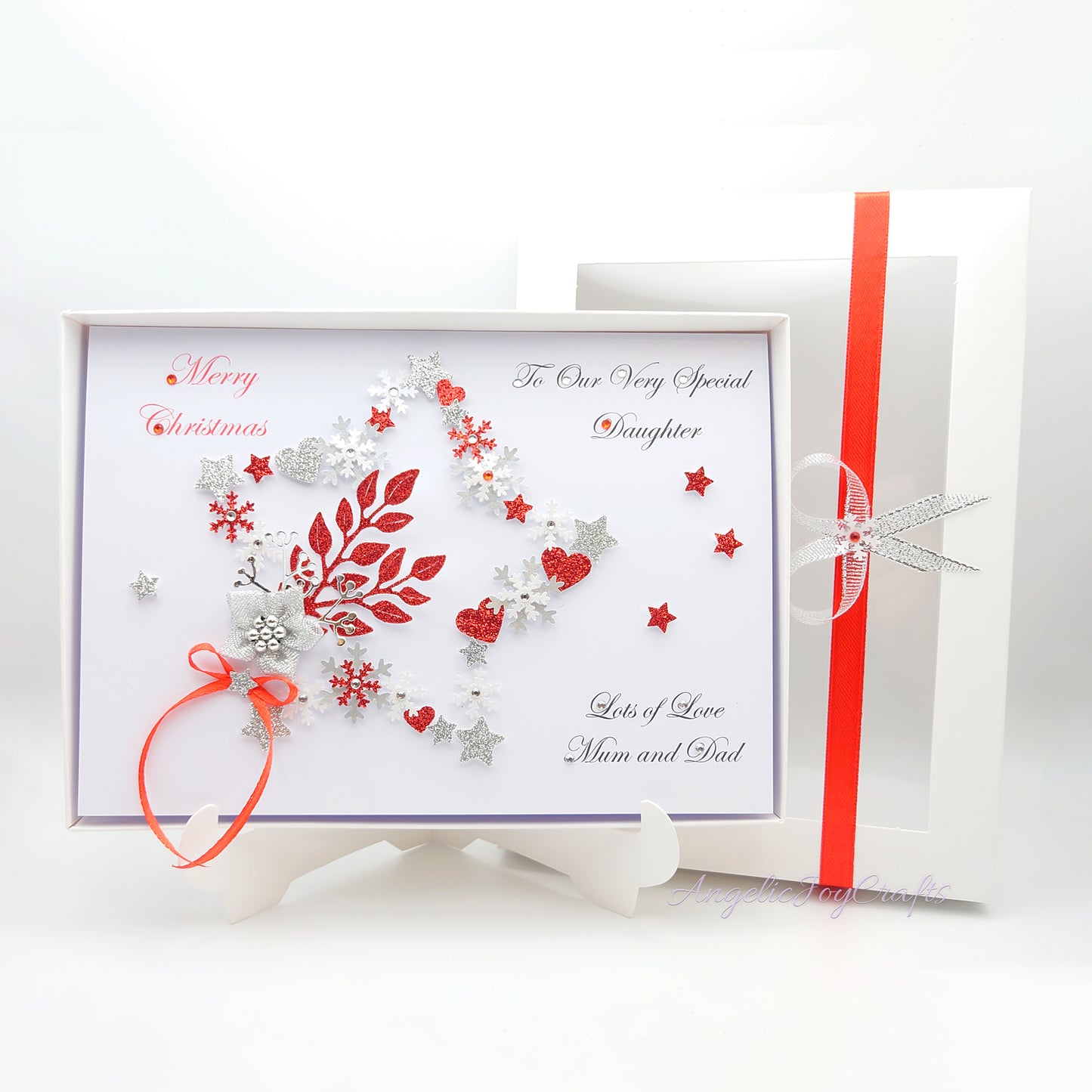 Handmade Personalised 3D Christmas Card with Branch in Ornate Star + Complimentary Gift Box | Christmas | Noel | New Year