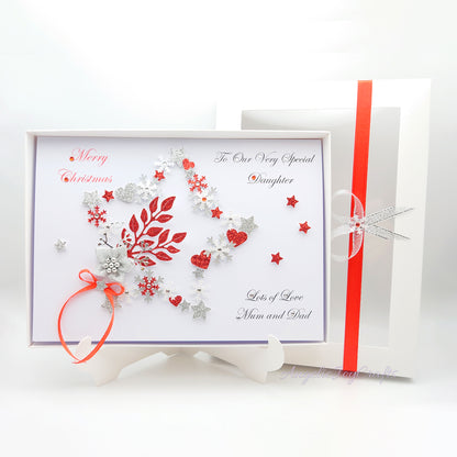 Handmade Personalised 3D Christmas Card with Branch in Ornate Star + Complimentary Gift Box | Christmas | Noel | New Year