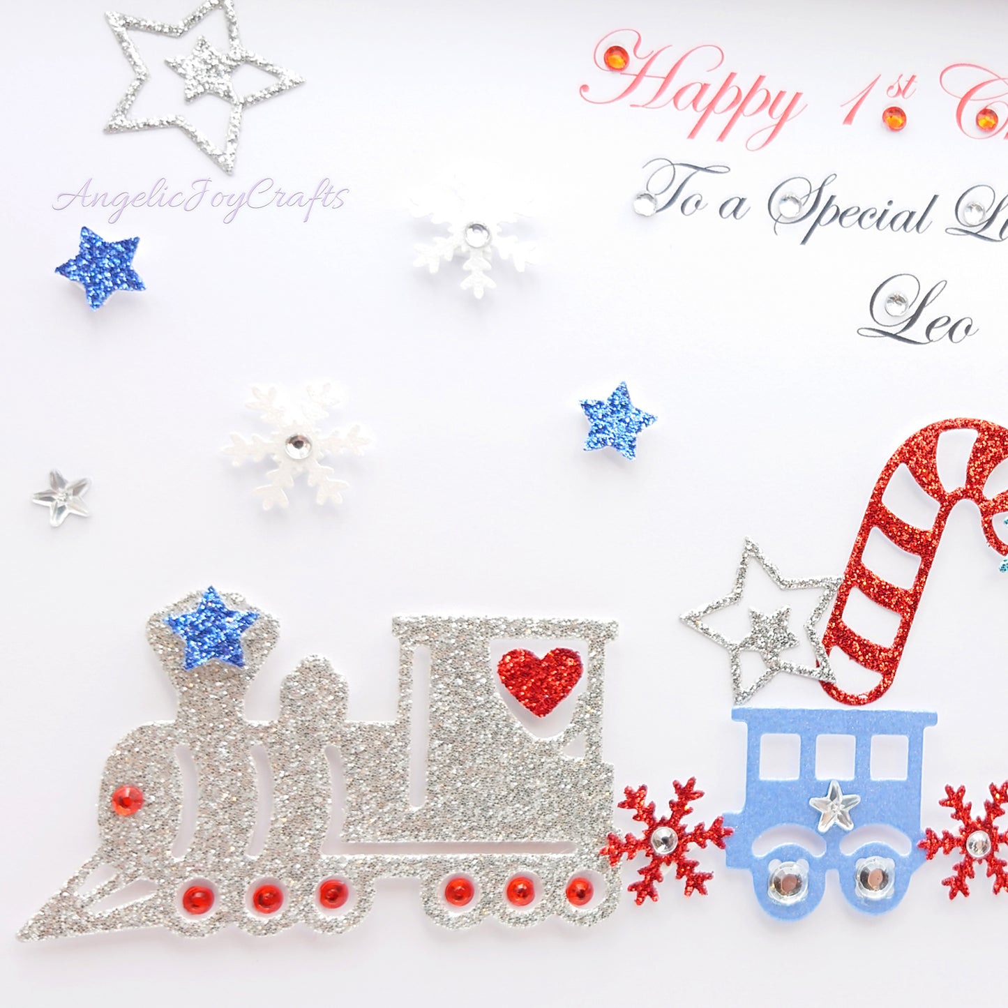 Handmade Personalised 3D Child Christmas Card with a Train, Candy Cane & Snowman + Complimentary Gift Box | Christmas | Noel | New Year