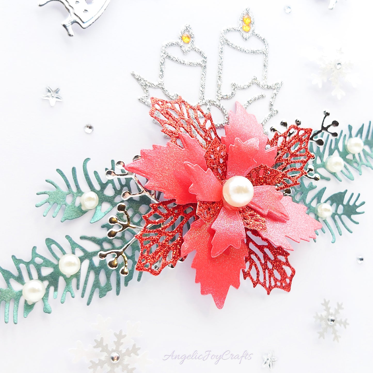 Handmade Personalised 3D Christmas Card with Christmas Flower + Complimentary Gift Box | Christmas | Noel | New Year