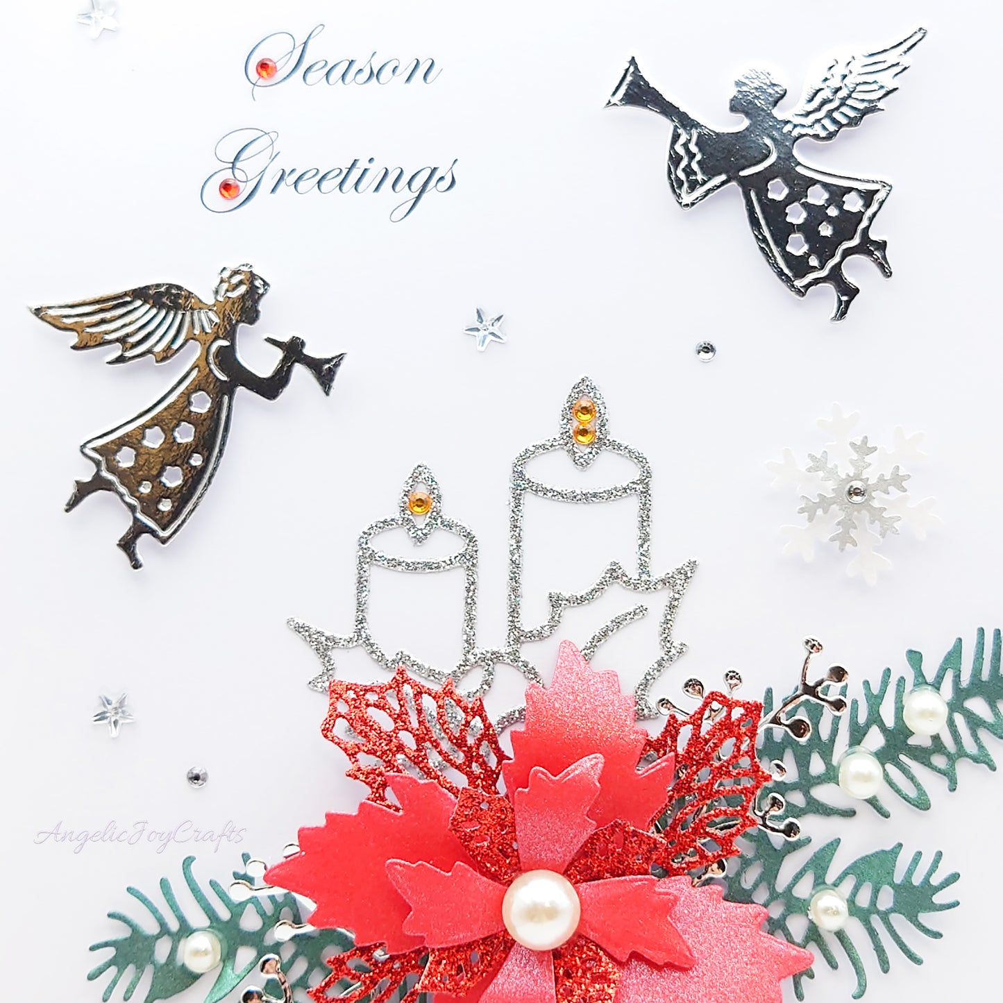 Handmade Personalised 3D Christmas Card with Christmas Flower + Complimentary Gift Box | Christmas | Noel | New Year