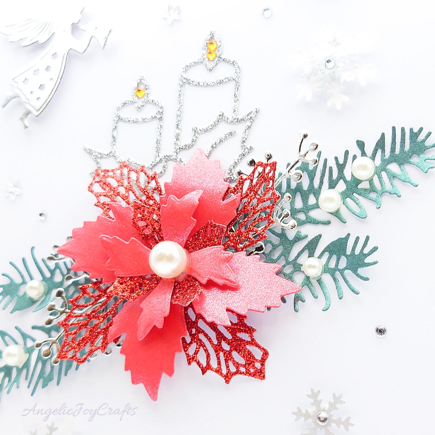 Handmade Personalised 3D Christmas Card with Christmas Flower + Complimentary Gift Box | Christmas | Noel | New Year